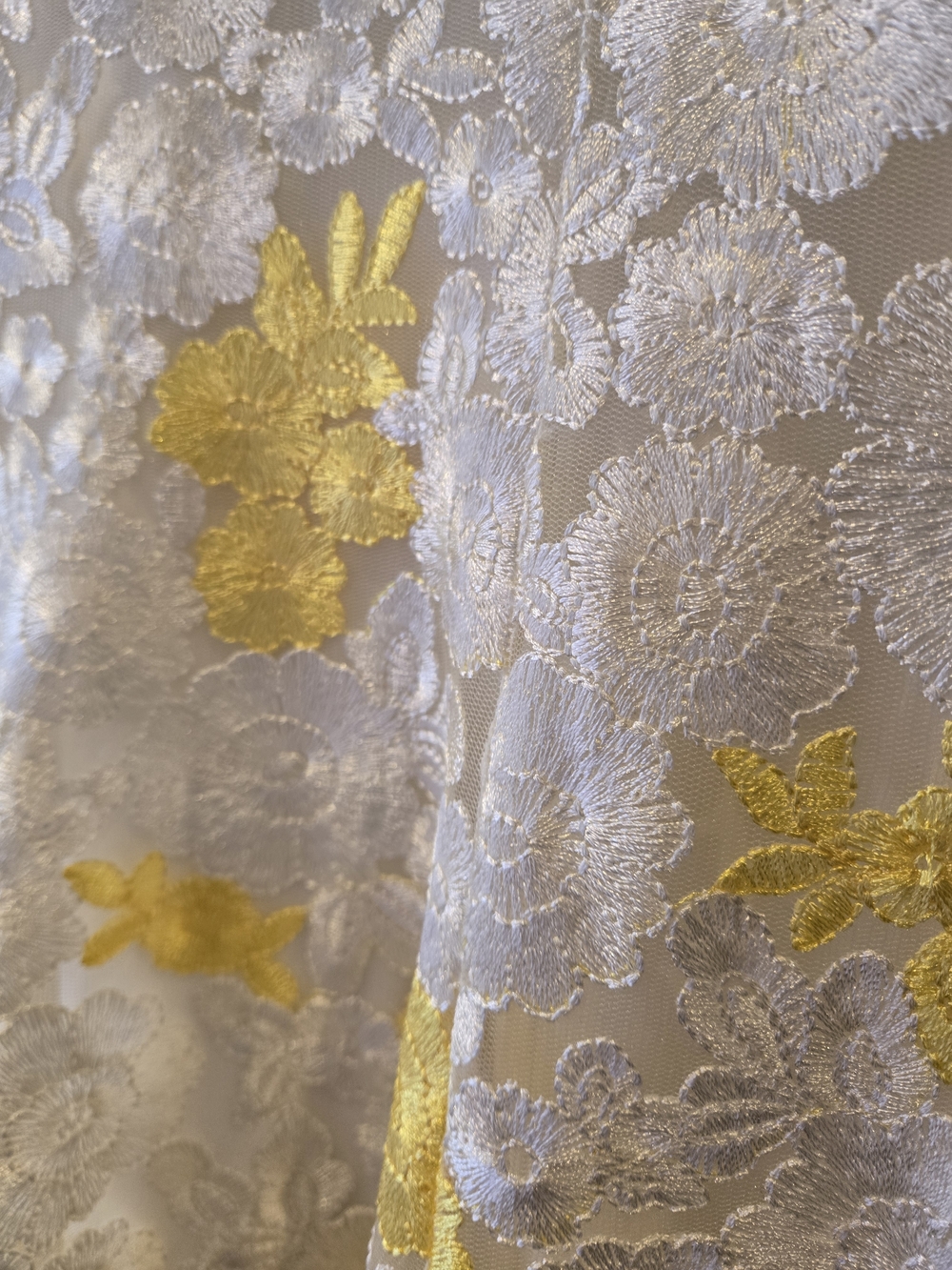 Dress the Population White and Yellow Floral Lace V-Neck Fit & Flare Midi Dress - Picture 5 of 12